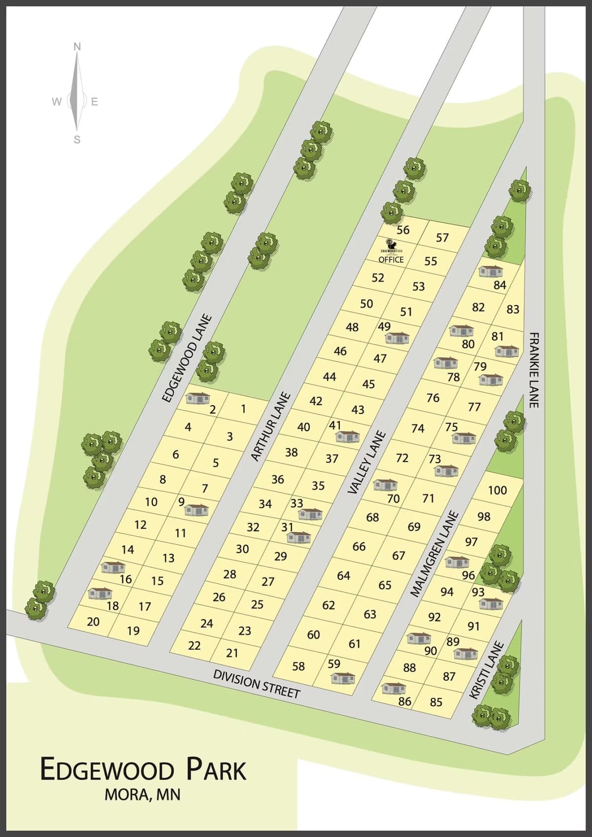 Edgewood Park property map showing all 97 lots